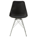 Black And Chrome Padded Dining Chair Set Of 2 Solid Black Dining Room Spot Clean Contemporary,Modern Side Chair Solid Back Metal