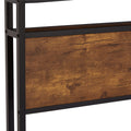Twin Size Metal Platform Bed Frame With Wooden Headboard And Footboard With Usb Liner, Led Lights ,No Box Spring Needed, Large Under Bed Storage, Easy Assemble Black Brown Metal