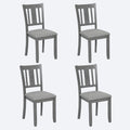 Wooden Dining Chairs Set Of 4, Kitchen Chair With Padded Seat, Upholstered Side Chair For Dining Room, Living Room, Gray Wood Gray Solid Back Seats 4 Dining Room Rubberwood Rubber Wood