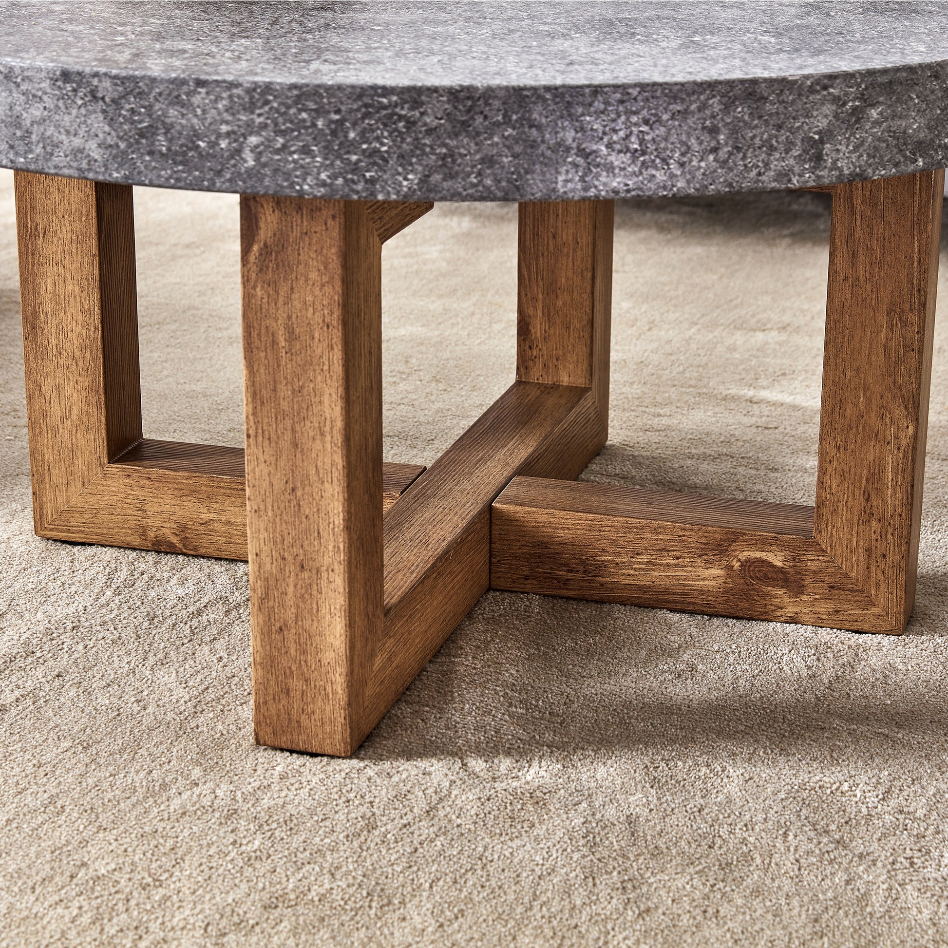 A Modern Retro Circular Coffee Table With A Diameter Of 31.4 Inches, Made Of Mdf Material, Suitable For Living Rooms Grey Mdf