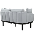 Luxury Modern 4 Piece Outdoor Iron Frame Conversation Set, Patio Chat Set With Acacia Wood Round Coffee Table For Backyard, Deck, Poolside, Indoor Use, Loveseat Arm Chairs, Gray Yes Sectional Gray Weather Resistant Frame Water Resistant Cushion Garden &