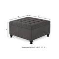 Large Square Storage Ottoman With Wooden Legs, Upholstered Button Tufted Coffee Table With Nail Trims For Living Space,Dark Grey Espresso Wood Primary Living Space Black Solid Rubberwood Wood With Storage Dark Gray Linen Linen Or Linen Blend Backless