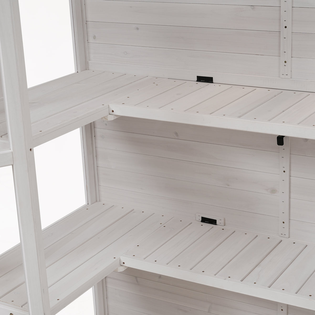 78 Inch Wooden Greenhouse Cold Frame With 4 Independent Skylights And 2 Folding Middle Shelves, Walk In Outdoor Greenhouse, White White Seats 2 Garden & Outdoor Casual Wood