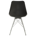 Black And Chrome Padded Dining Chair Set Of 2 Solid Black Dining Room Spot Clean Contemporary,Modern Side Chair Solid Back Metal