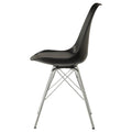Black And Chrome Padded Dining Chair Set Of 2 Solid Black Dining Room Spot Clean Contemporary,Modern Side Chair Solid Back Metal