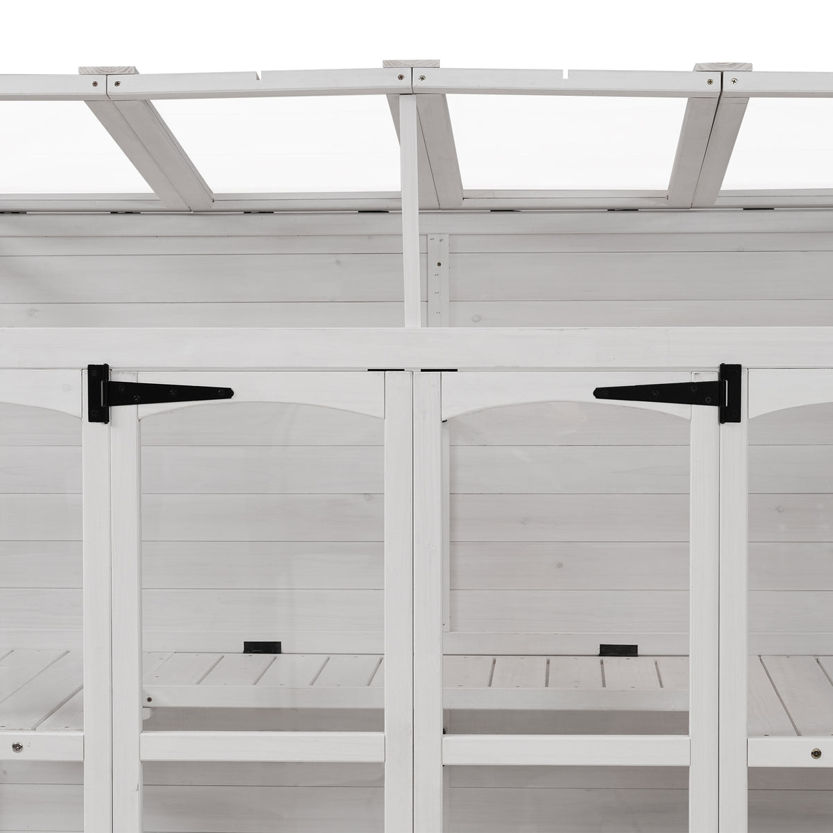 78 Inch Wooden Greenhouse Cold Frame With 4 Independent Skylights And 2 Folding Middle Shelves, Walk In Outdoor Greenhouse, White White Seats 2 Garden & Outdoor Casual Wood