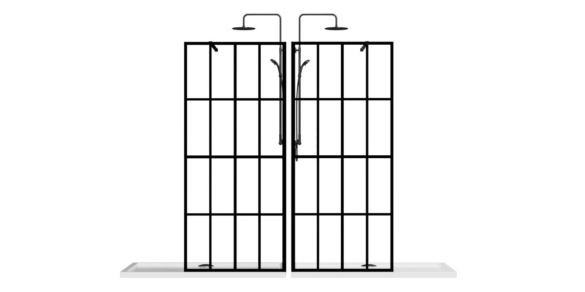 Goodyo 46" X 72" Shower Screen Walk In Wet Room Black Black Tempered Glass