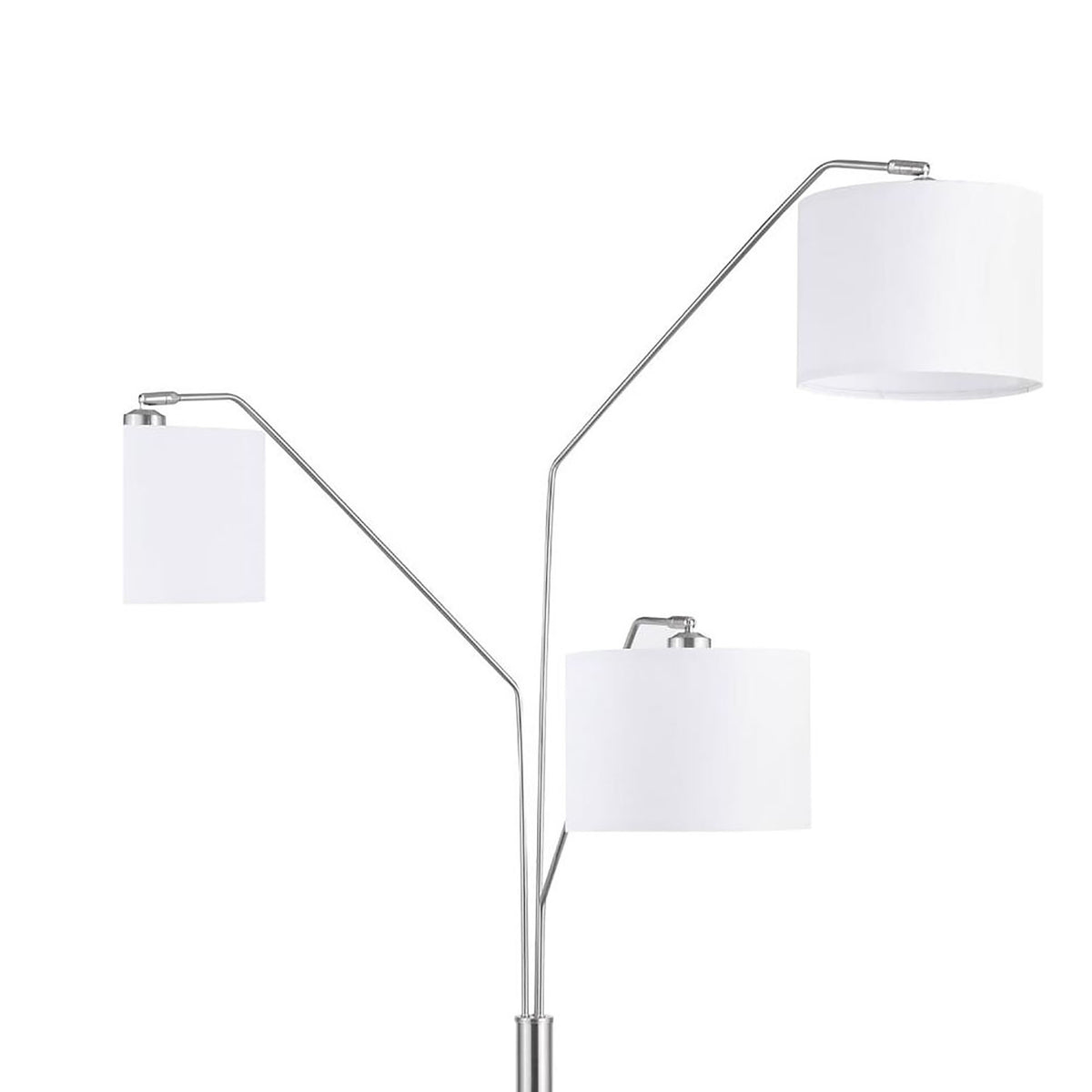 White And Stain Nickel Trio Drum Shade Floor Lamp Silver Table&Floor Lamps Contemporary,Modern Living Room Metal