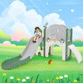 Kids Slide Playset Structure 7 In 1, Freestanding Space Set With Slide, Arch Tunnel, Ring Toss And Basketball Hoop, Toy Storage Organizer For Toddlers, Kids Climbers Playground Green Hdpe