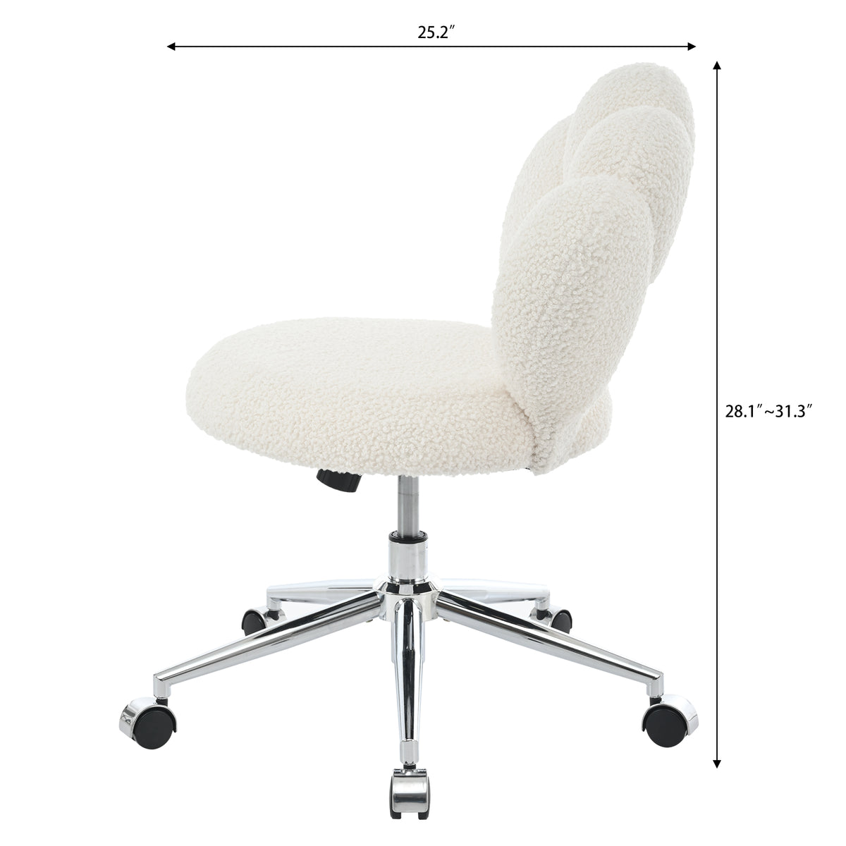 360 Swivel Height Adjustable,Swivel Chair,Teddy Fabric,Home Office Chair White Teddy