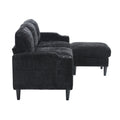 United Storage Sofa Living Room Sofa Cozy Sectional Sofa Black Polyester 3 Seat