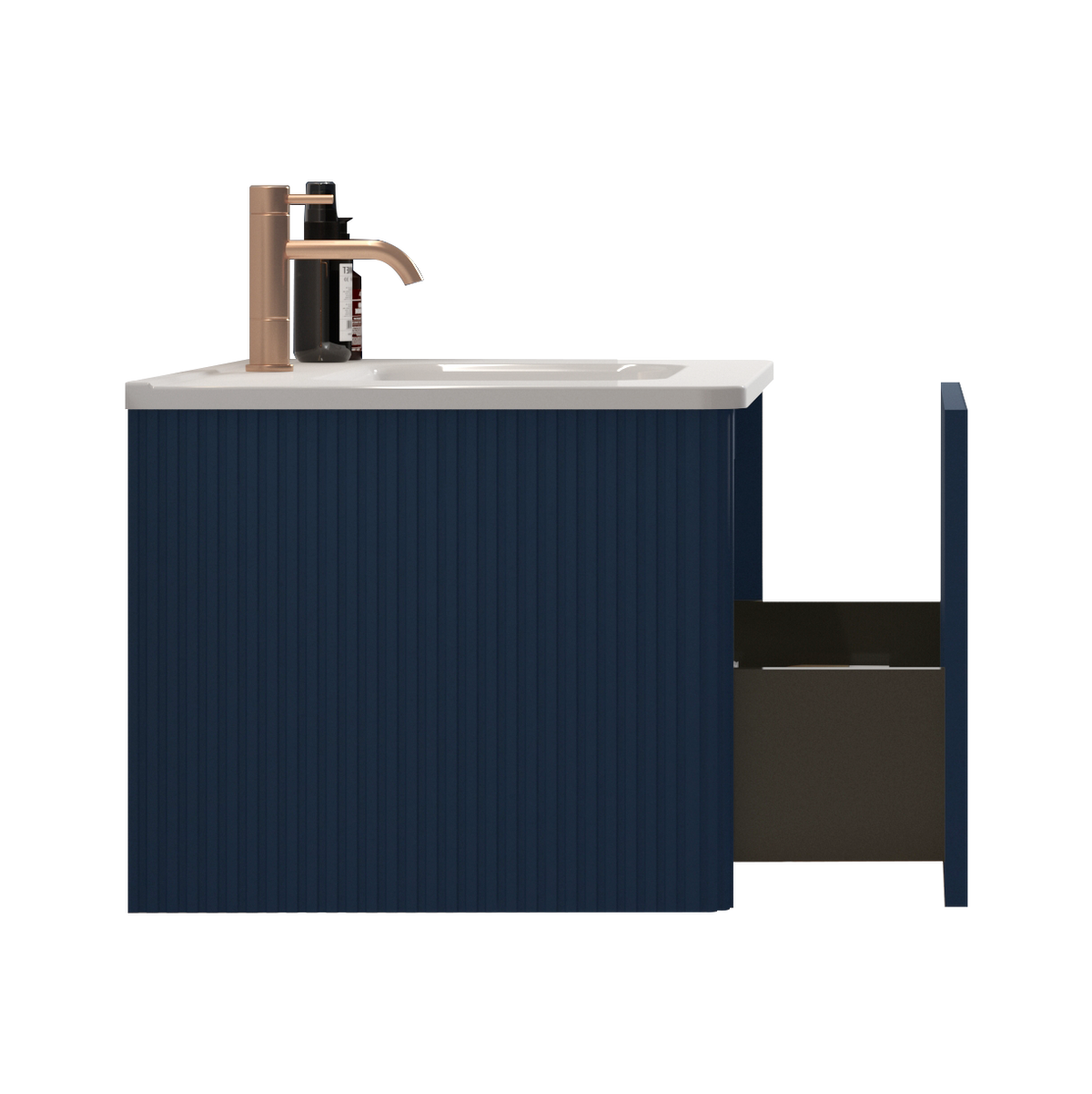U050 Etna30W 307 Etna 30" Striped Navy Blue Skin Touch Film Bathroom Vanity With White Ceramic Sink, Wall Mounted Floating Bathroom Vanity For Modern Bathroom, Without Drain And Faucet, Pre Assembled White Navy Melamine