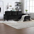 United Storage Sofa Living Room Sofa Cozy Sectional Sofa Black Polyester 3 Seat
