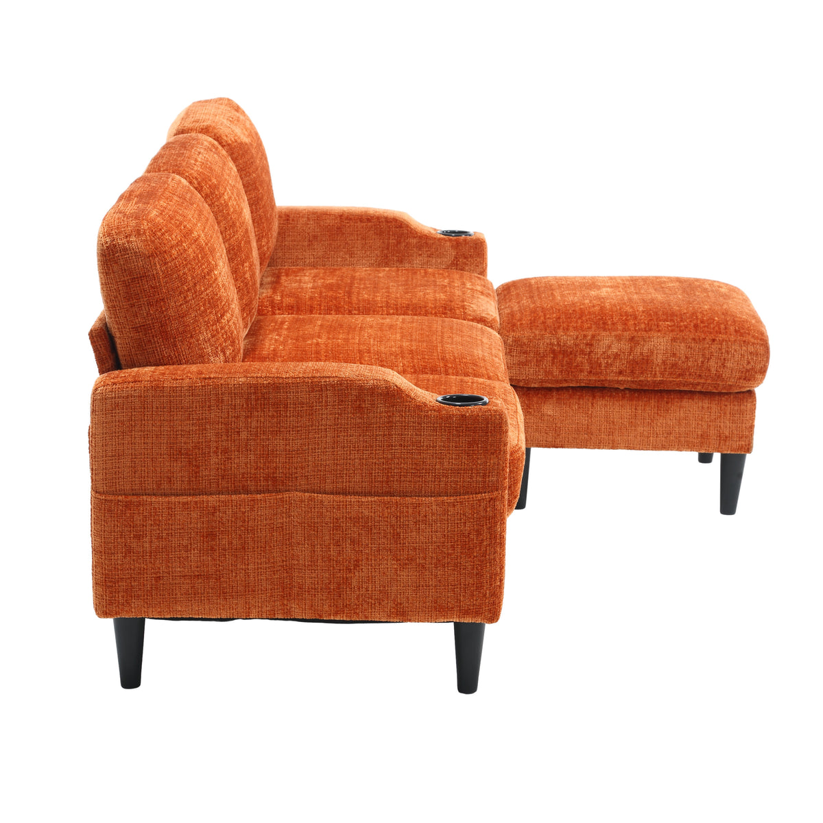 United Storage Sofa Living Room Sofa Cozy Sectional Sofa Orange Polyester 3 Seat