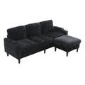 United Storage Sofa Living Room Sofa Cozy Sectional Sofa Black Polyester 3 Seat