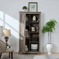 Tall Storage Cabinet Barn Door Storage Country Wood Rustic Farmhouse Pantry Cupboard Sliding Door Kitchen Organizer Furniture Home Drawer Shelves 39.37*15.75*74.4 Gray Wash Gray Wash Mdf