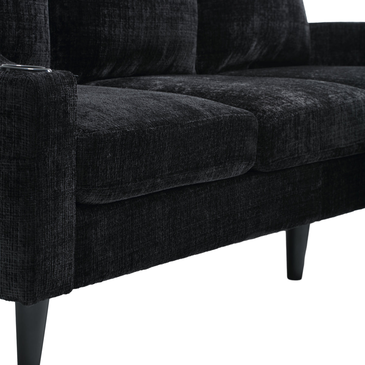 United Storage Sofa Living Room Sofa Cozy Sectional Sofa Black Polyester 3 Seat