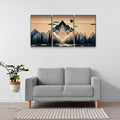 3 Panels Framed Abstract Wood Grain Boho Style Mountain & Forest Canvas Wall Art Decor,3 Pieces Mordern Canvas Decoration Painting For Office,Dining Room,Living Room, Bedroom Decor Ready To Hang