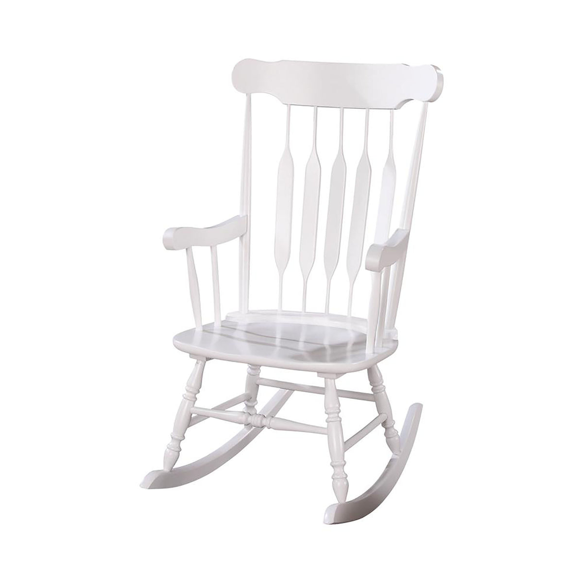 White Slat Back Rocking Chair White White Primary Living Space Traditional Rocking Chairs Rubberwood Arrow Back Wood
