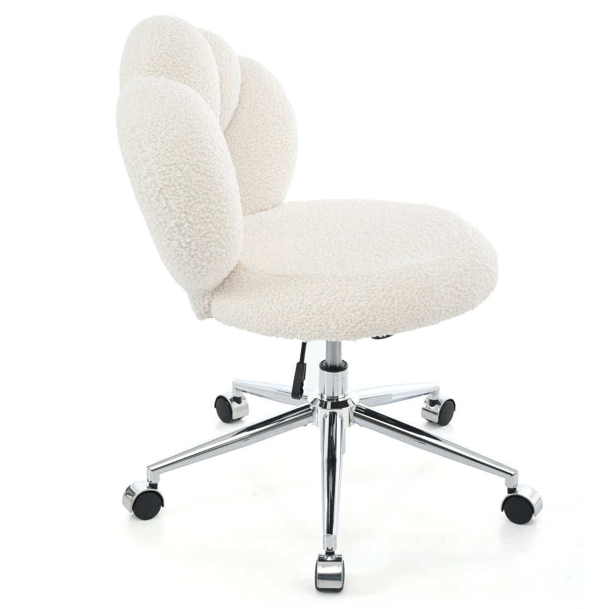 360 Swivel Height Adjustable,Swivel Chair,Teddy Fabric,Home Office Chair White Teddy
