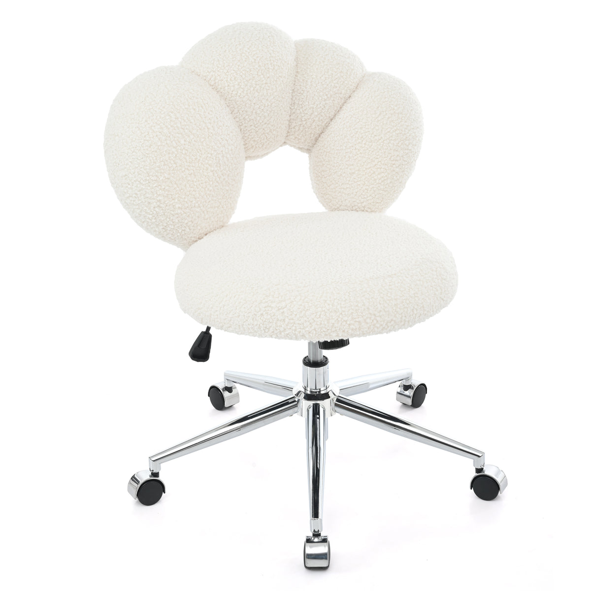 360 Swivel Height Adjustable,Swivel Chair,Teddy Fabric,Home Office Chair White Teddy