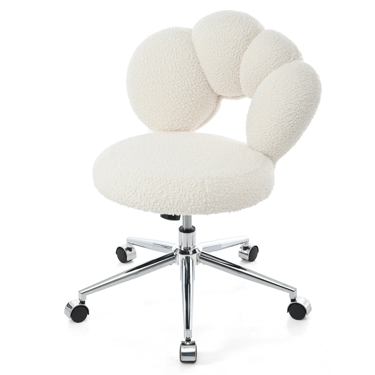 360 Swivel Height Adjustable,Swivel Chair,Teddy Fabric,Home Office Chair White Teddy
