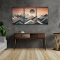 3 Panels Framed Abstract Wood Grain Boho Style Mountain & Forest Canvas Wall Art Decor,3 Pieces Mordern Canvas Decoration Painting For Office,Dining Room,Living Room, Bedroom Decor Ready To Hang