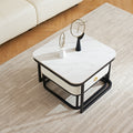 Modern Marble Nesting Table, Coffee Table Set Of 2 End Table For Living Room,Stacking Side Tables, For Living Room Bedroom, Accent Tea Table With Metal Frame, Sturdy And Easy Assembly, Black Black Sintered Stone