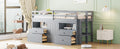 Twin Size Loft Bed With 4 Drawers, Underneath Cabinet And Shelves, Gray Gray Solid Wood Mdf