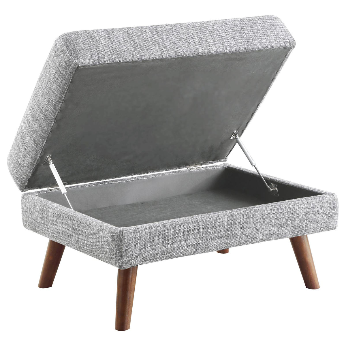 Grey Ottoman With Tapered Leg Grey Wood Primary Living Space Grey Solid Backless Contemporary,Modern Rubberwood Rectangle Armless Foam With Storage Upholstered