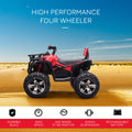 12V Kids Atv Ride On Four Wheeler Toy Car With Music, Realistic Headlights, Wide Wheels, Rechargeable Battery Powered, For Boys And Girls, Red Red Steel