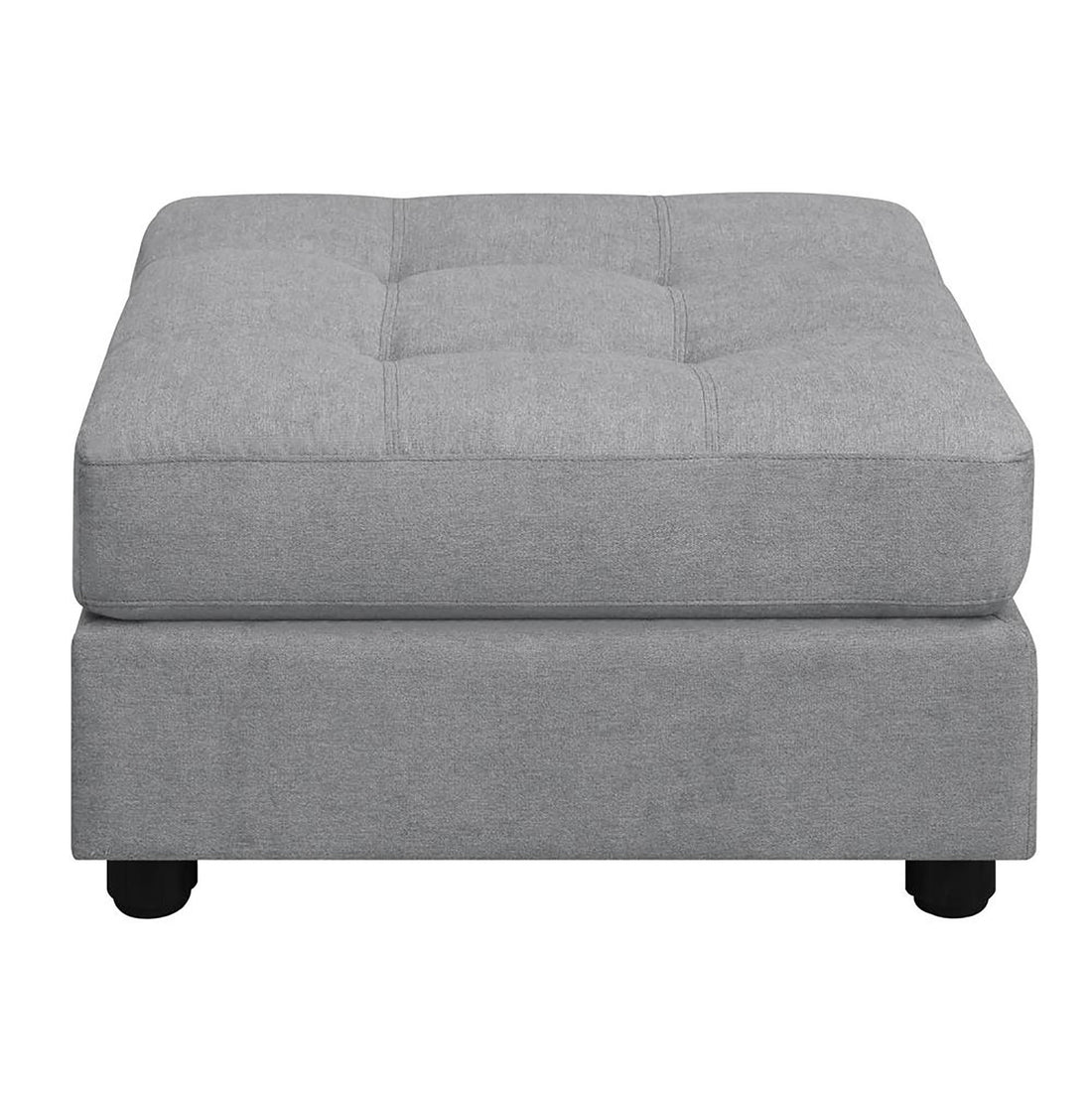 Claude Dove Tufted Ottoman Wood Primary Living Space Grey Solid Rubberwood Tray Top Grey Chenille Backless Casual Square Armless Foam Upholstered