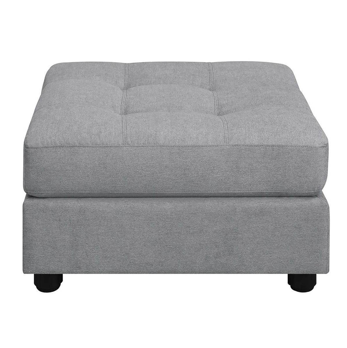 Claude Dove Tufted Ottoman Wood Primary Living Space Grey Solid Rubberwood Tray Top Grey Chenille Backless Casual Square Armless Foam Upholstered