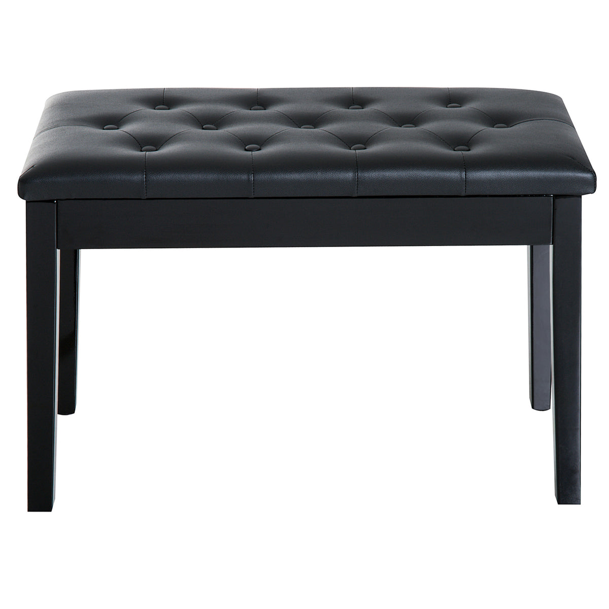 Piano Bench, Duet Piano Chair With Faux Leather Padded Cushion And Wooden Frame, Button Tufted Keyboard Bench, Black Black Faux Leather