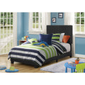 Black Twin Panel Bed Box Spring Required Twin Black Wood Bedroom Transitional Panel Faux Leather Upholstered