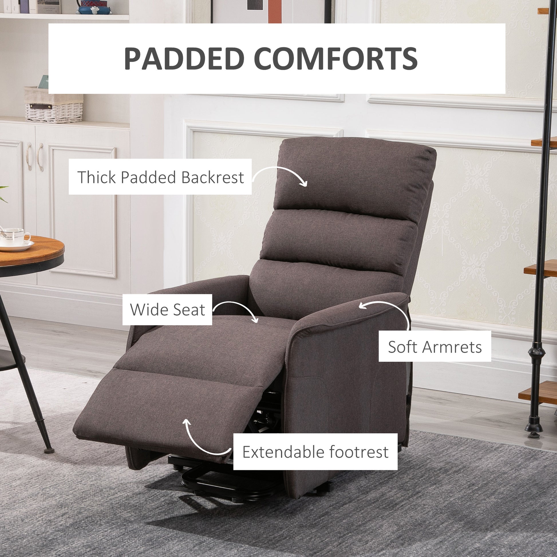 Electric Power Lift Recliner Chair For Elderly, Fabric Lift Chair With Remote Control, Side Pockets For Living Room, Brown Brown Polyester