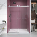 62'' 66'' W X 76'' H Double Sliding Frameless Shower Door With 3 8 Inch 10Mm Clear Glass In Chrome Chrome Stainless Steel