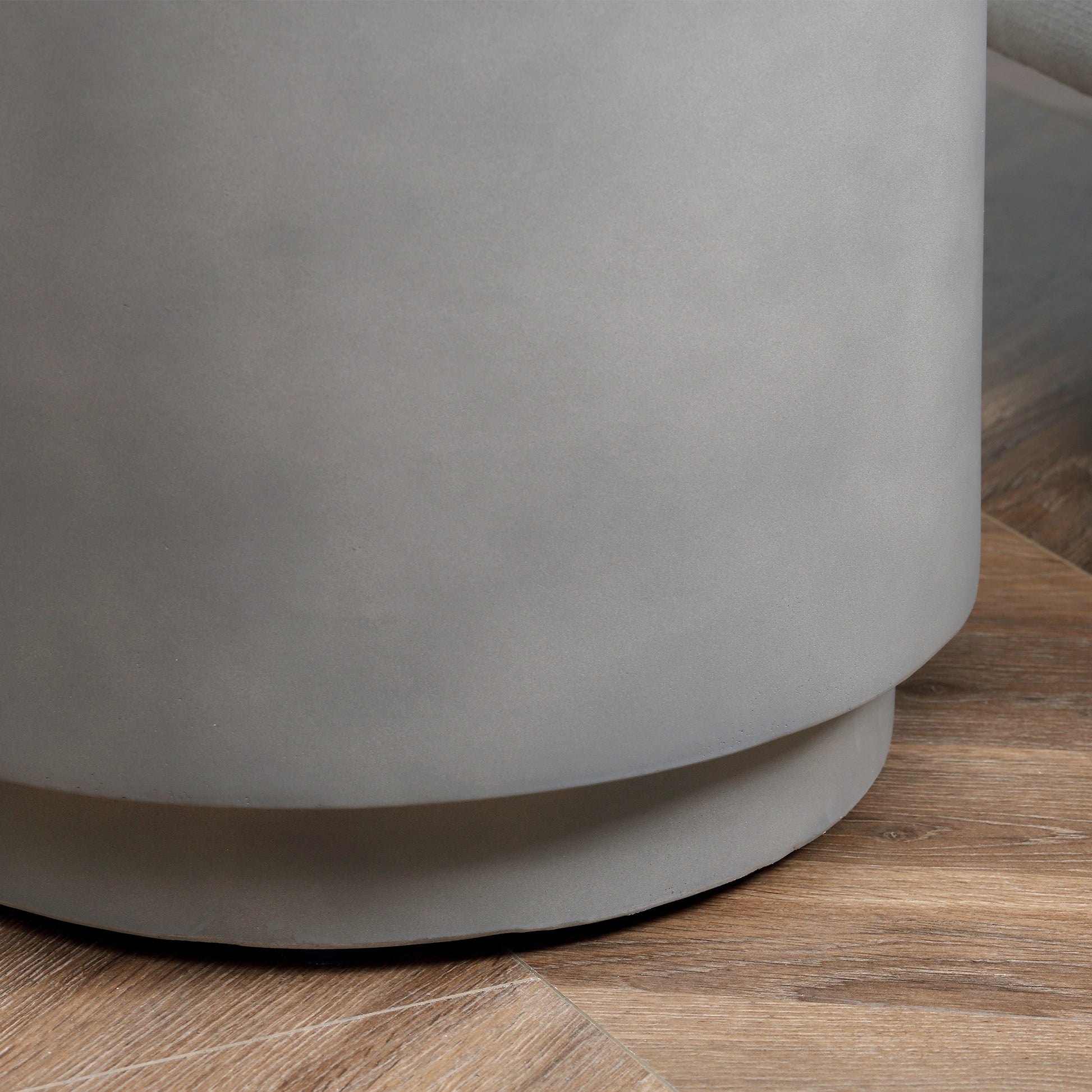 Round Side Table, Lightweight Accent Table With Concrete Finish, Nightstand With 4 Adjustable Feet For Indoor, Outdoor, Light Grey Gray Concrete