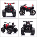 12V Kids Atv Ride On Four Wheeler Toy Car With Music, Realistic Headlights, Wide Wheels, Rechargeable Battery Powered, For Boys And Girls, Red Red Steel