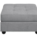 Claude Dove Tufted Ottoman Wood Primary Living Space Grey Solid Rubberwood Tray Top Grey Chenille Backless Casual Square Armless Foam Upholstered