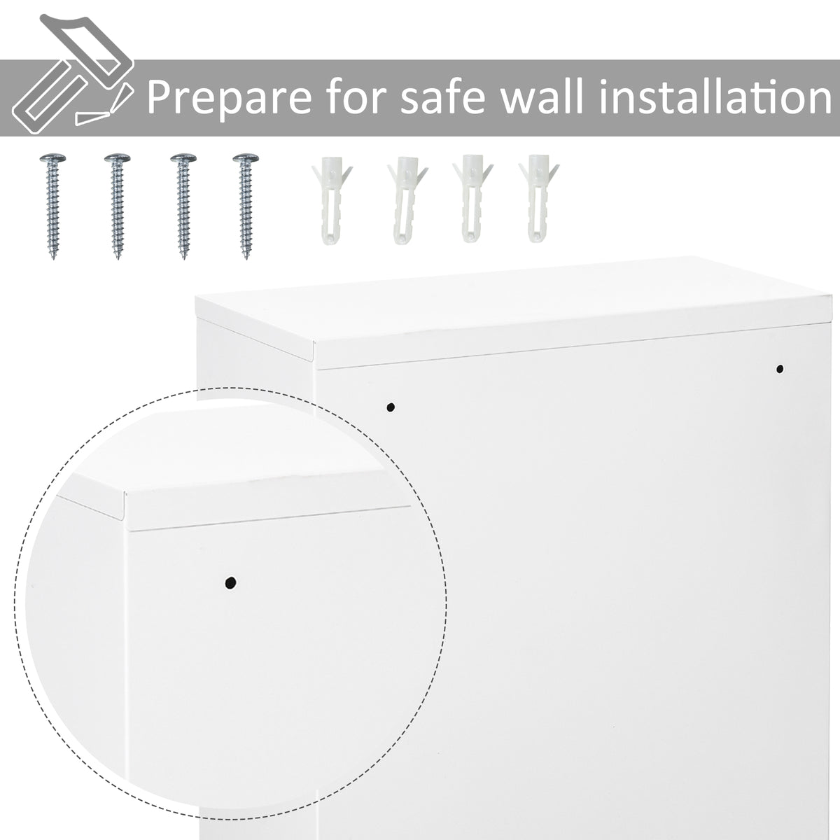 Kleankin Steel Wall Mount Medicine Cabinet 3 Tier Emergency Box For Bathroom Kitchen, Lockable With 2 Keys, White White Steel