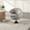 360 Degree Swivel Cuddle Barrel Accent Chairs, Round Armchairs With Wide Upholstered, Fluffy Fabric Chair For Living Room, Bedroom, Office, Waiting Rooms Gray Velvet