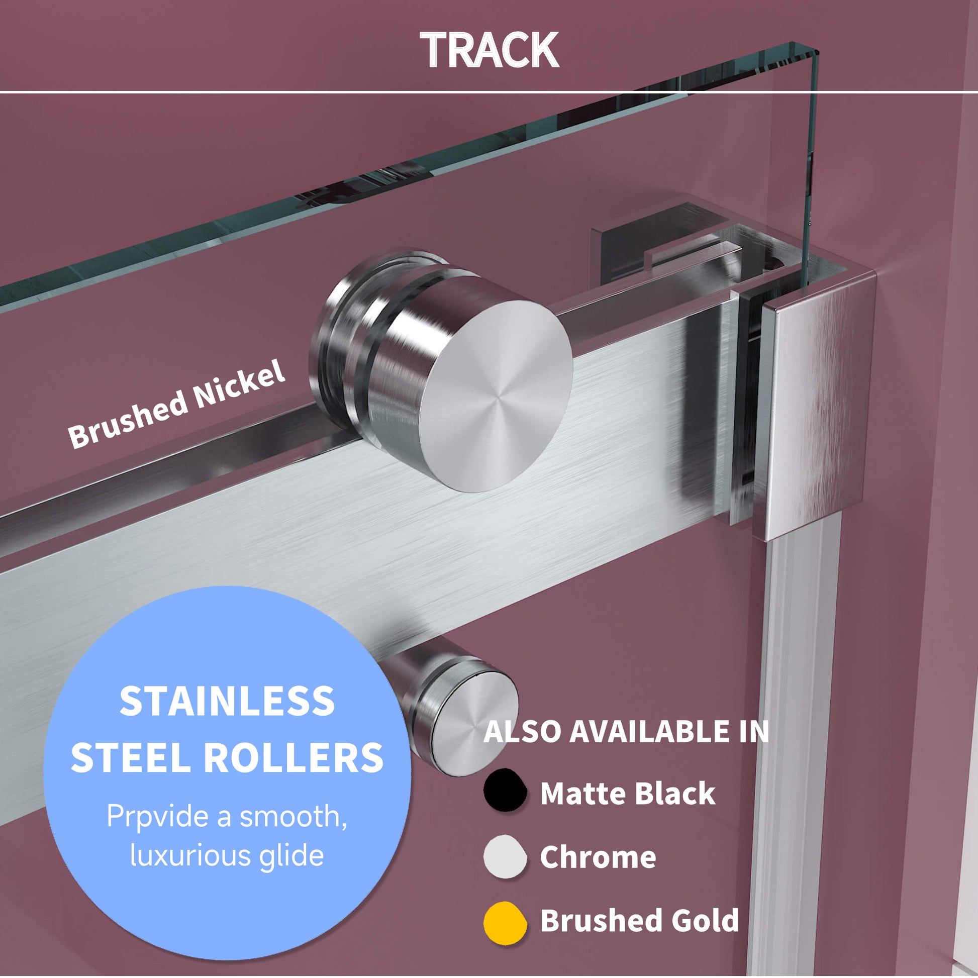44'' 48'' W X 76'' H Double Sliding Frameless Shower Door With 3 8 Inch 10Mm Clear Glass In Brushed Nickel Brushed Nickel Stainless Steel