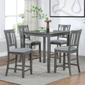 Dining Room Furniture Counter Height Chairs Set Of 4, Kitchen Chair With Padded Seatupholstered Side Chair For Dining Room, Living Room, Gray Wood Gray Solid Back Seats 4 Dining Room Rubberwood Rubber Wood