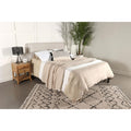 Sand Headboard With Self Welt Details Ivory Wood Bedroom Transitional Pine Bed Frame Foam Upholstered