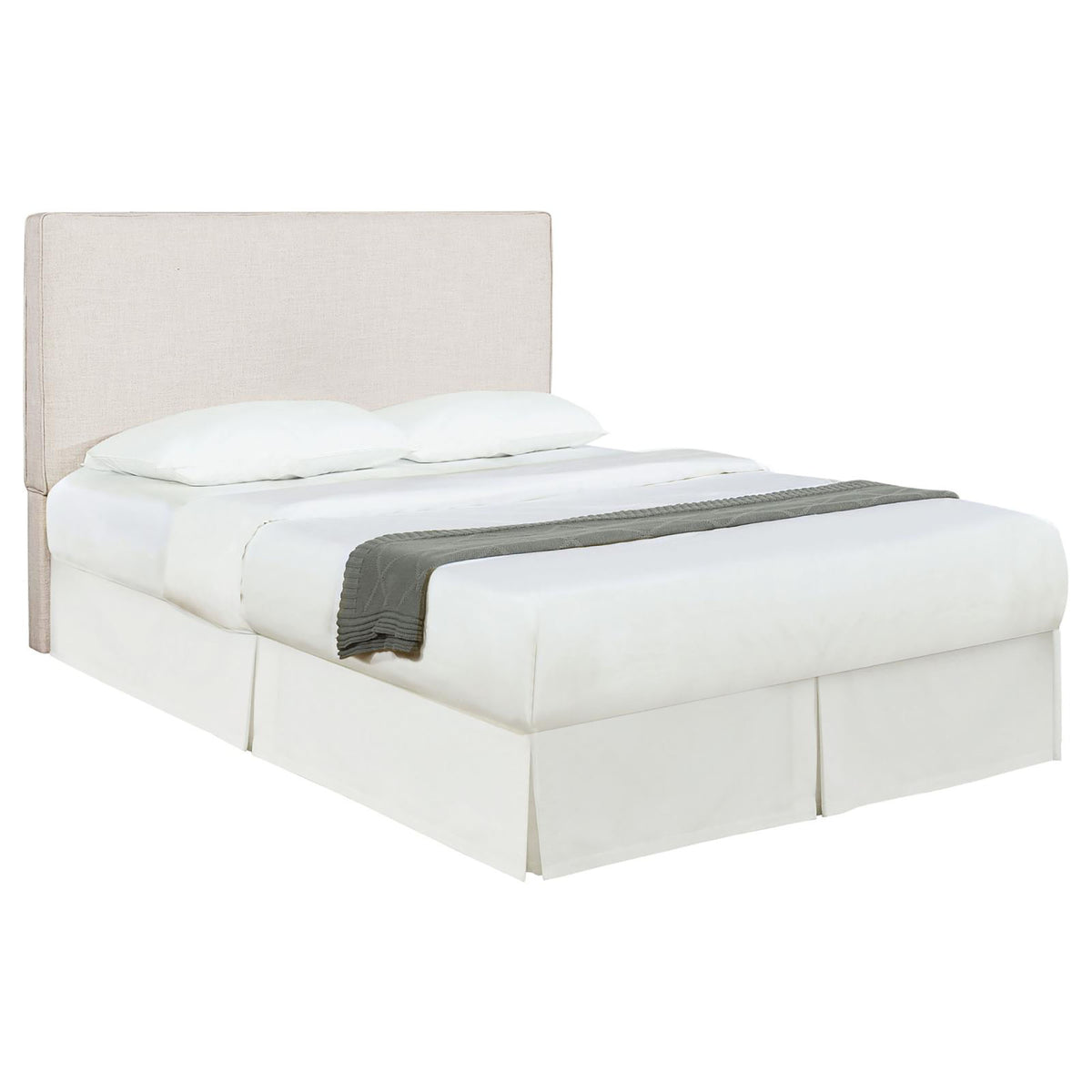 Sand Headboard With Self Welt Details Ivory Wood Bedroom Transitional Pine Bed Frame Foam Upholstered