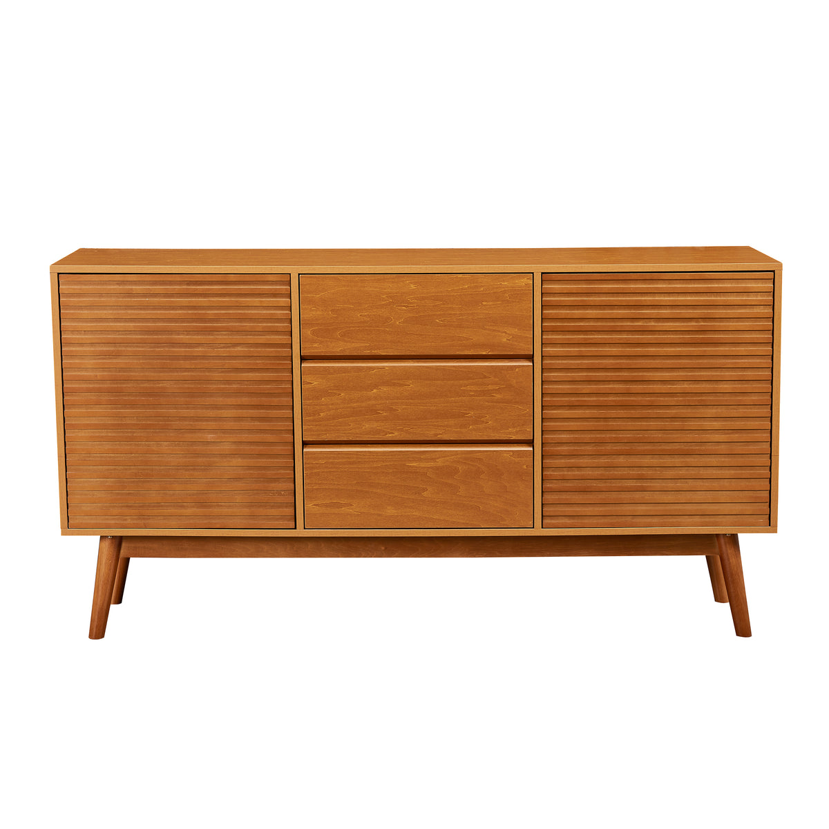 Modern Wood Tv Stand, Entertainment Center For Tvs Up To 65", Sideboard Buffet Cabinet Credenza, Slatted Media Console For Living Room, Wooden Furniture For Living Room & Bedroom Honey 50 59 Inches 60 Inches Solid Wood Mdf