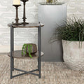 Natural And Gunmetal Accent Table With Bottom Shelf Brown Primary Living Space Transitional Shelves Coffee & End Tables Wood