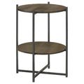 Natural And Gunmetal Accent Table With Bottom Shelf Brown Primary Living Space Transitional Shelves Coffee & End Tables Wood