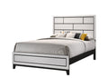 Cotemporary White Finish Full Size Panel Low Profile Bed Geometric Design Wooden Bedroom Furniture White Wood